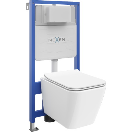 Mexen beépíthető Felix Slim WC váz WC csészével Cube és leeresztő automatikás ülőkével, Fehér - 61030924000