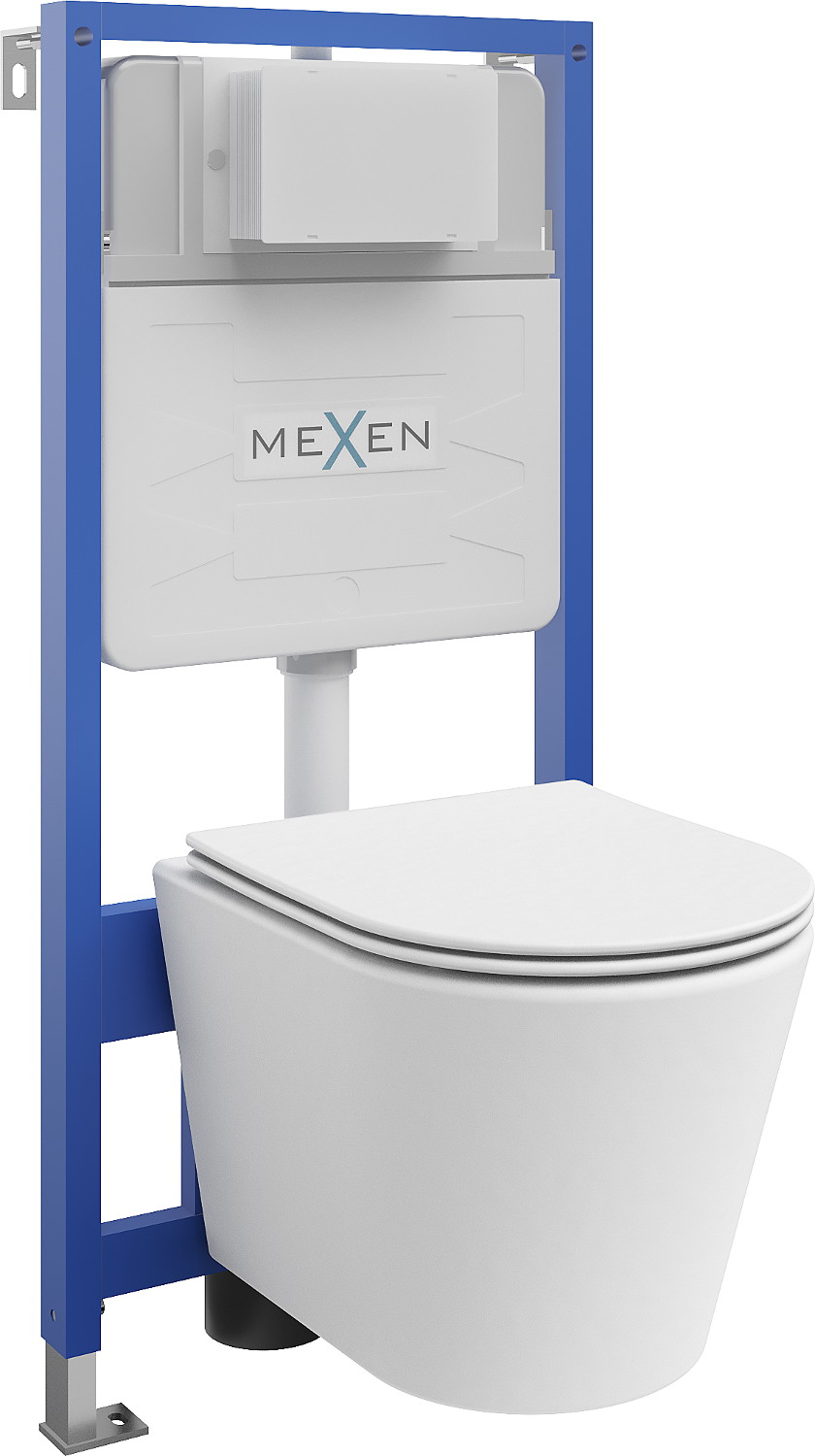 Mexen beépíthető Felix Slim WC váz WC csészével Rico és leeresztő automatikás ülőkével, Fehér mat - 61030724001